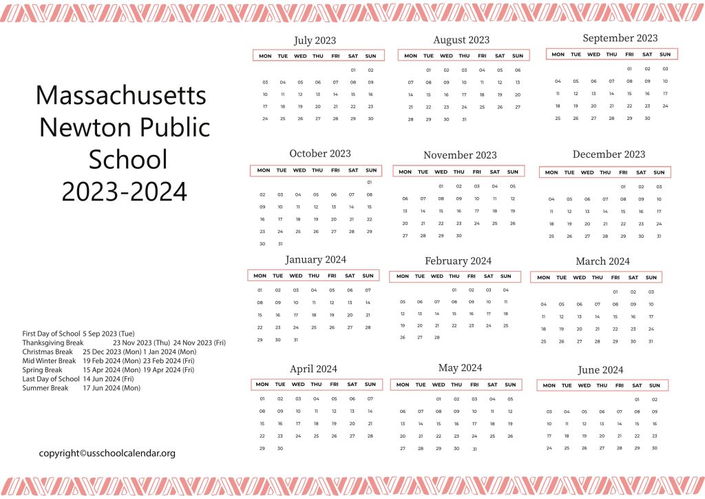 Newton Public Schools Calendar