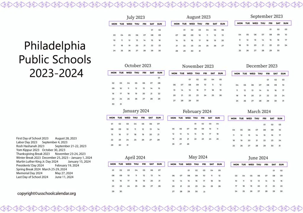 Philadelphia Public School Calendar