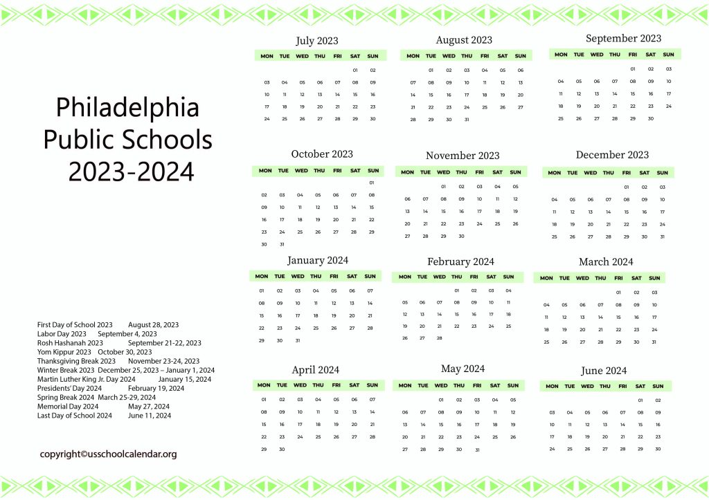 Philadelphia Public Schools Calendar