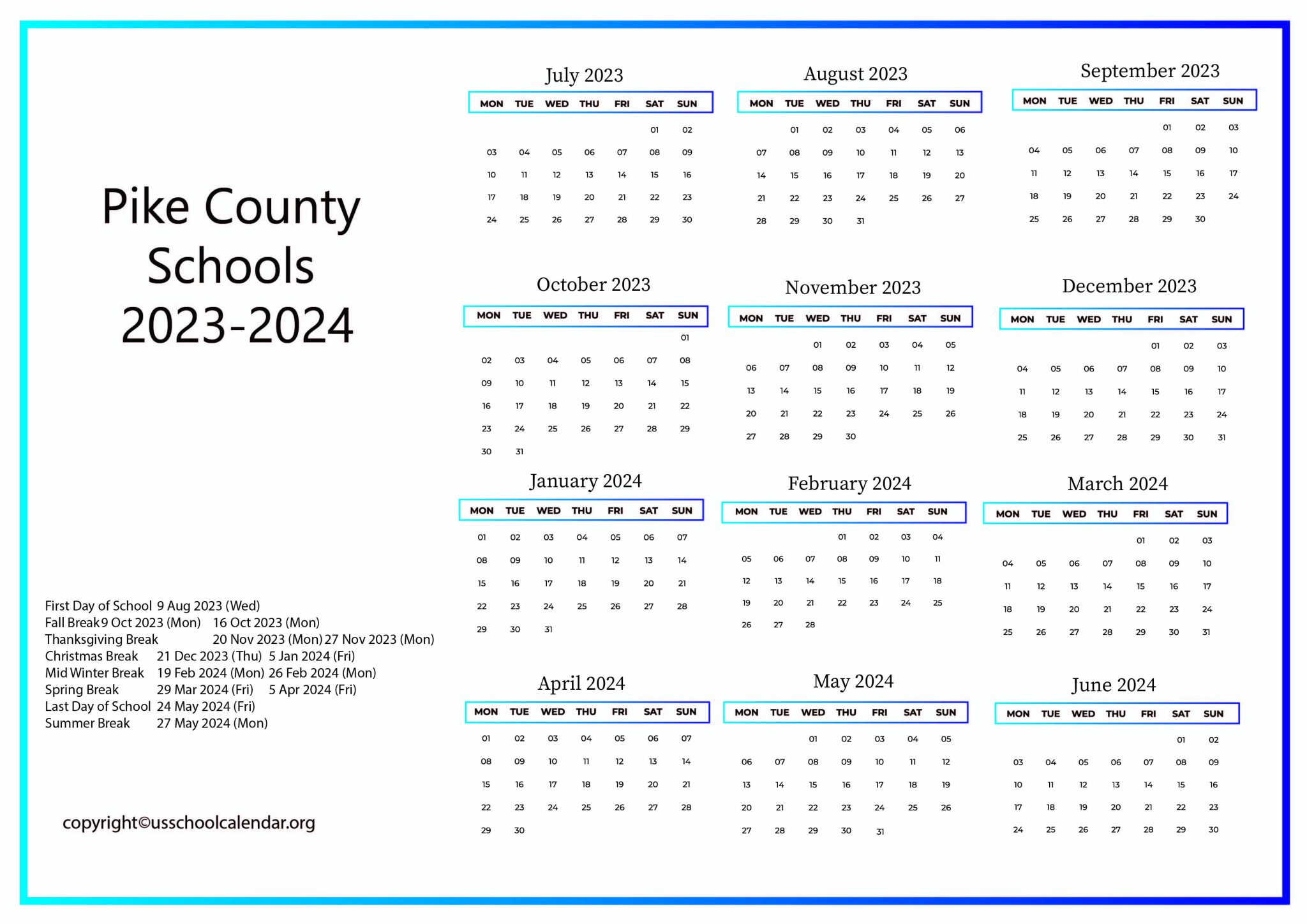 Msd Pike Township Calendar 2024 Cassey Linell