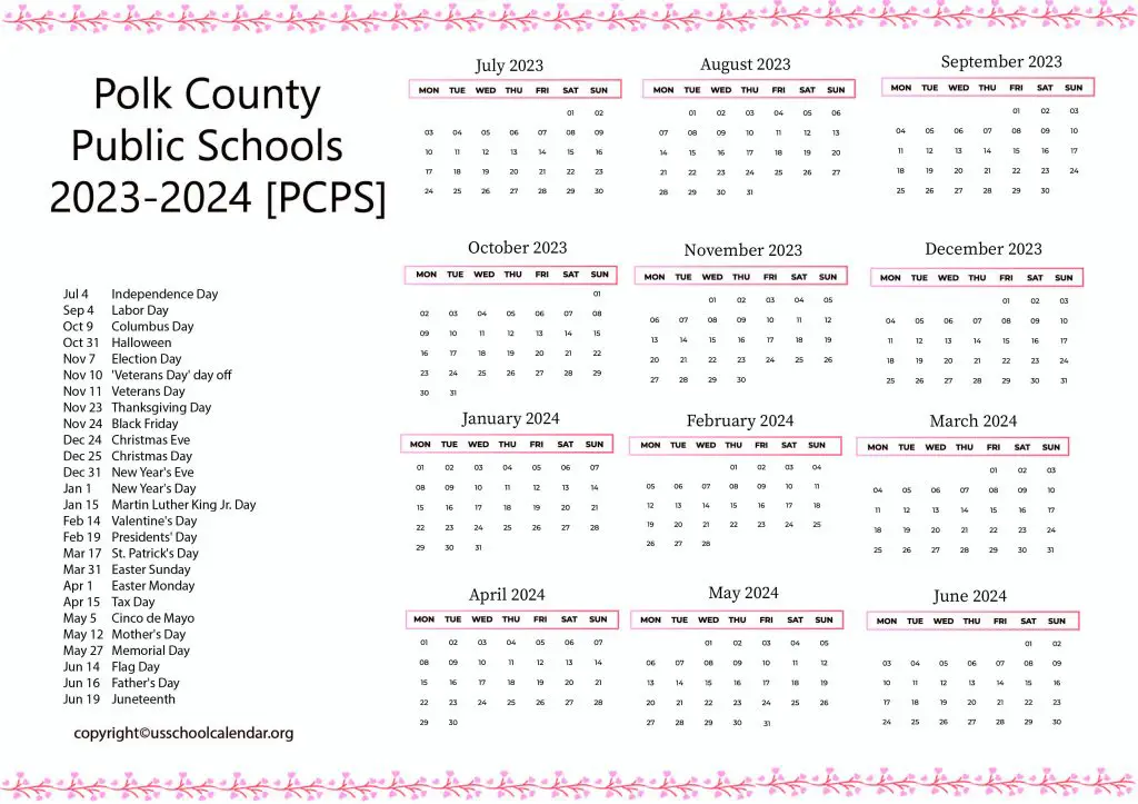 Polk County Public Schools Calendar