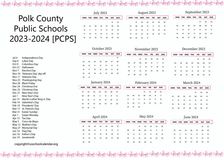 Polk County Public Schools Calendar Holidays 20232024 [PCPS]