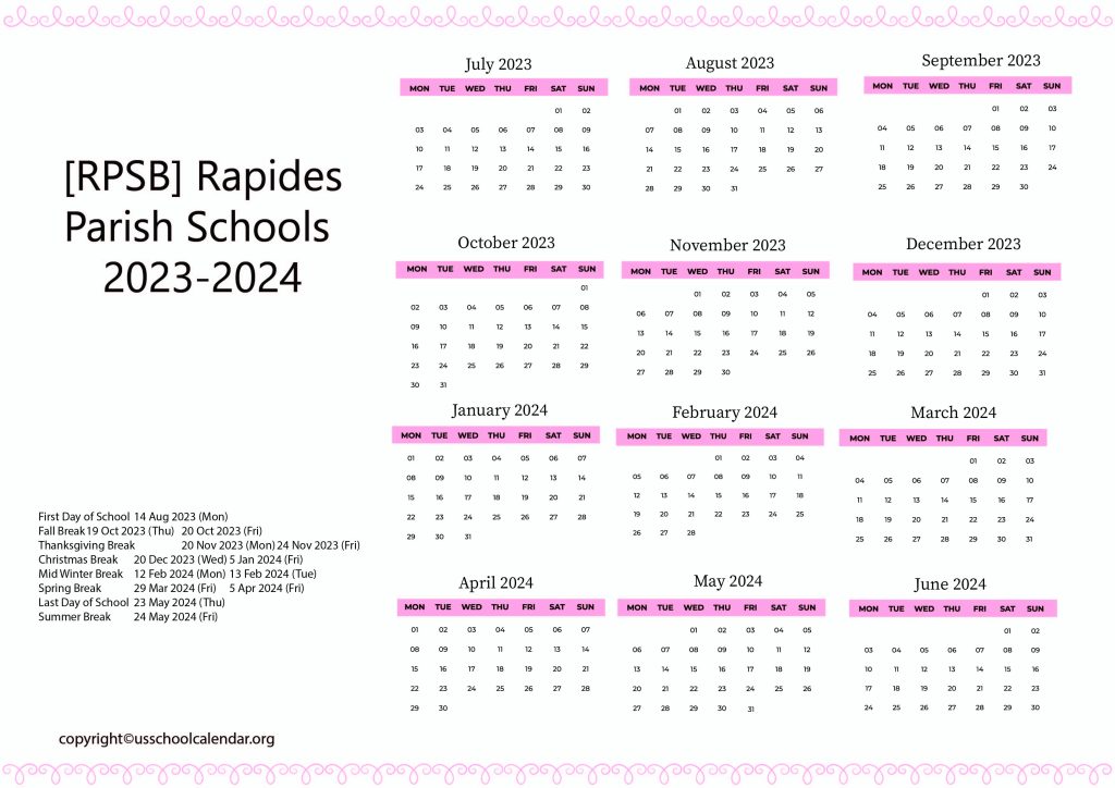 Rapides Parish Schools Calendar