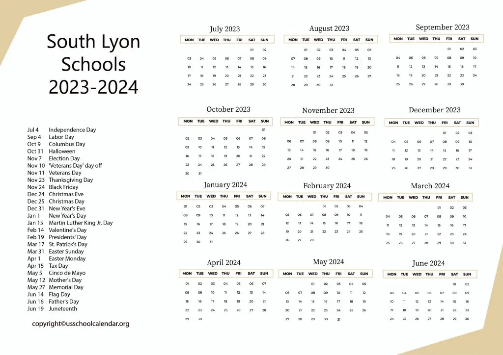 South Lyon Schools Calendar