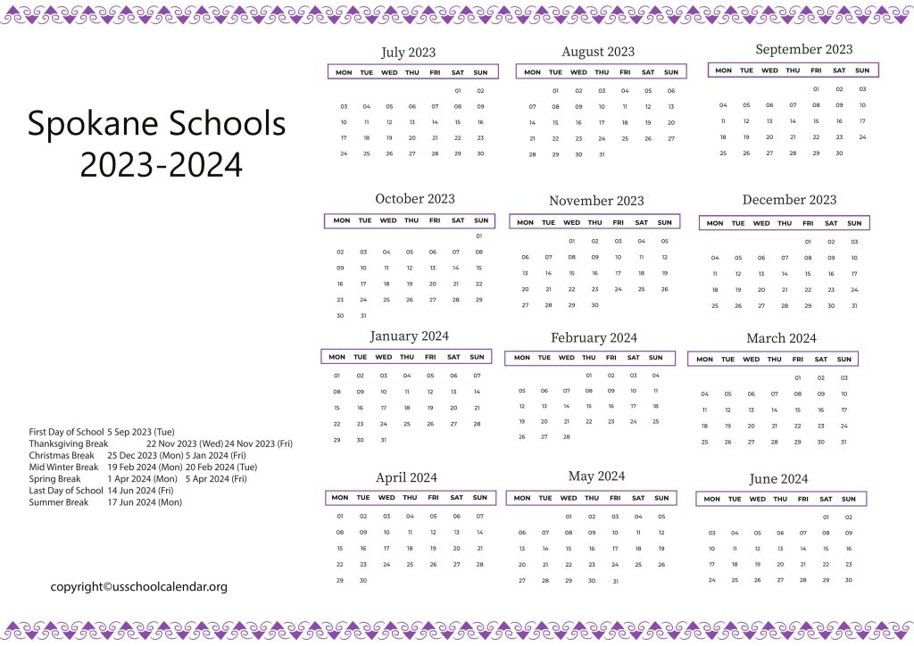 Spokane Schools Calendar