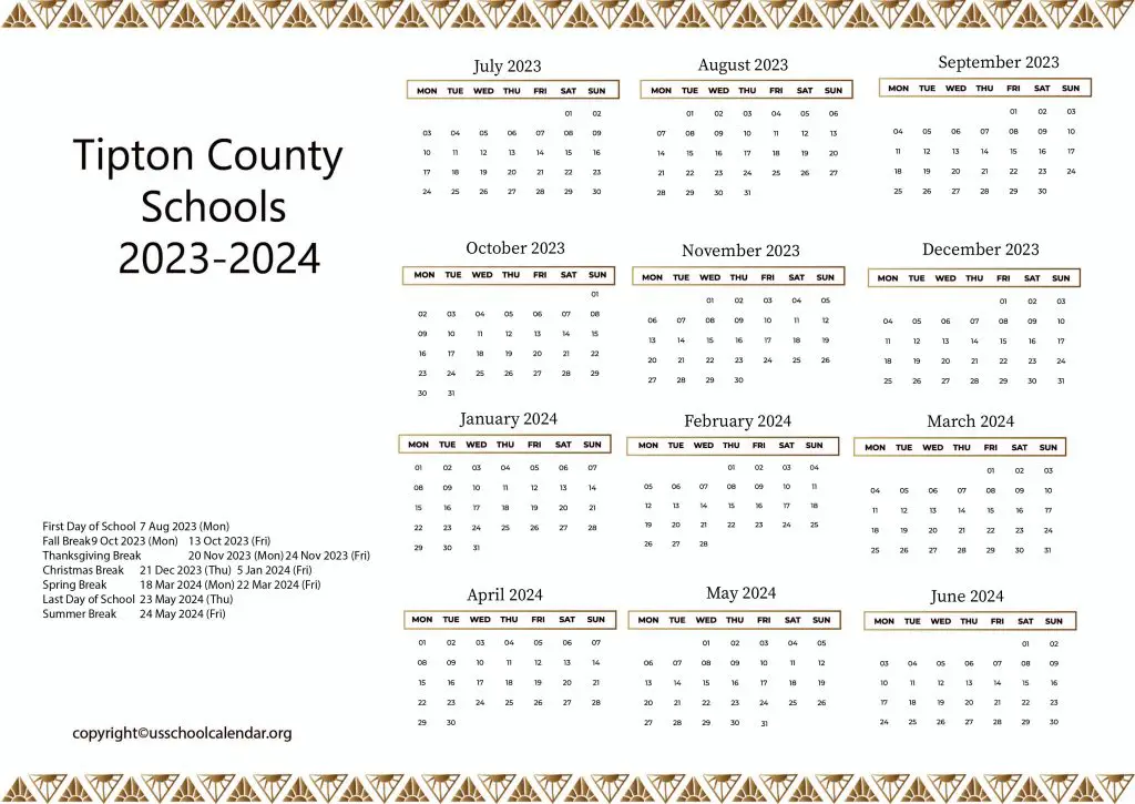 Tipton County Schools Calendar