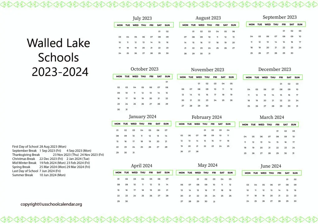 Walled Lake Consolidated Schools Calendar