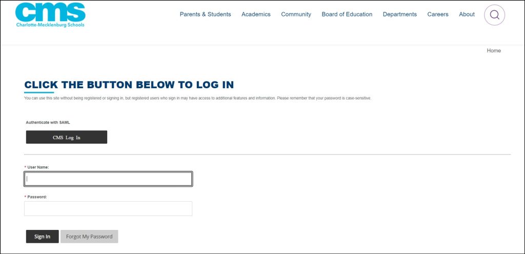 CMS Student Portal Login
