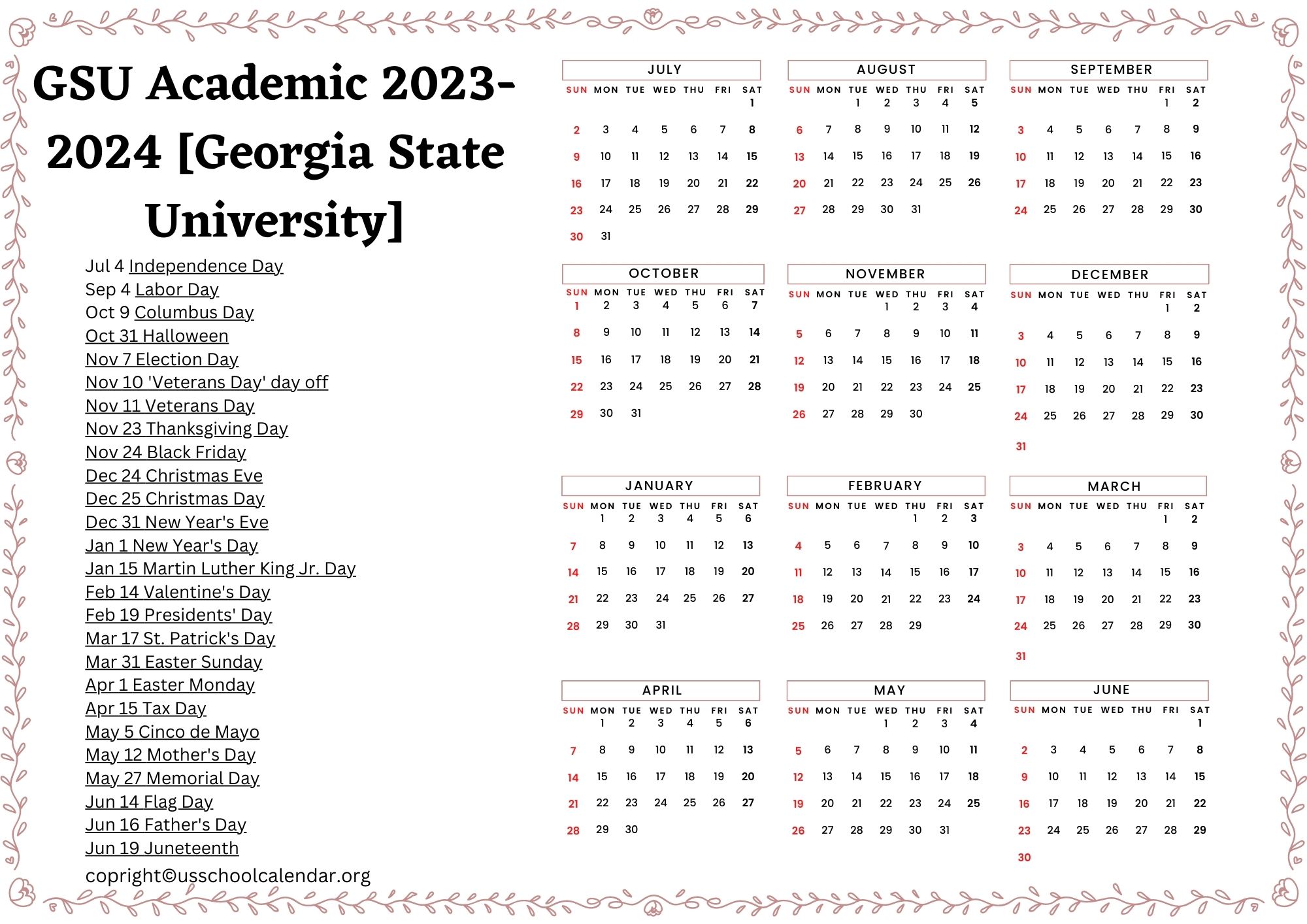 Gsu Academic Calendar 2024 Minne Tabatha