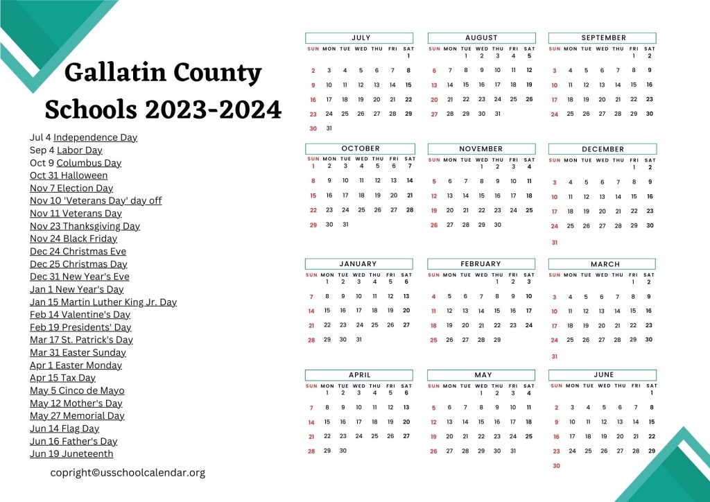 Gallatin County Schools Calendar