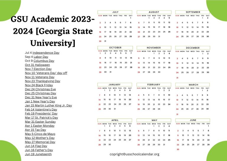 GSU Academic Calendar 20232024 State University]