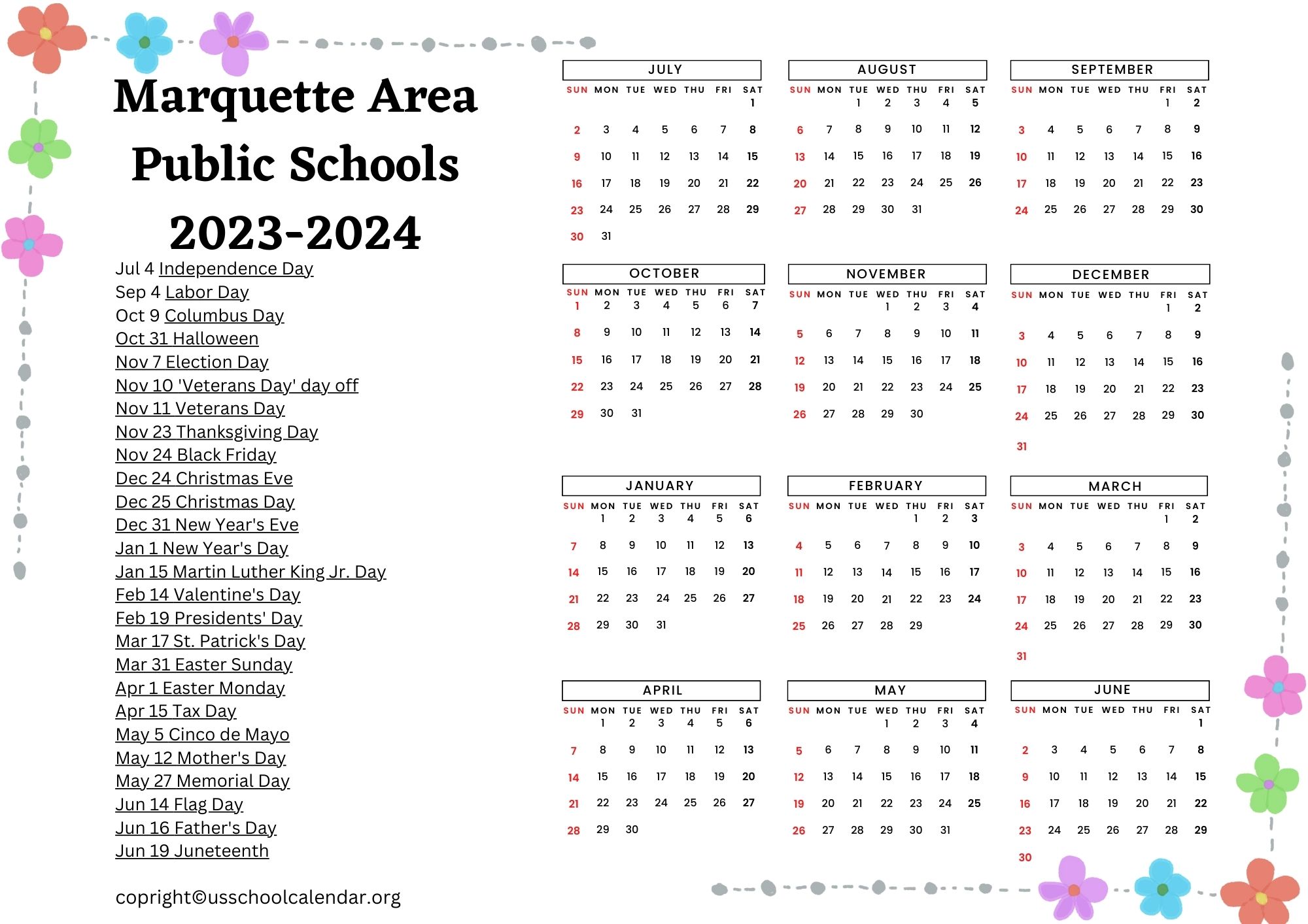 Marquette Academic Calendar 2025-25