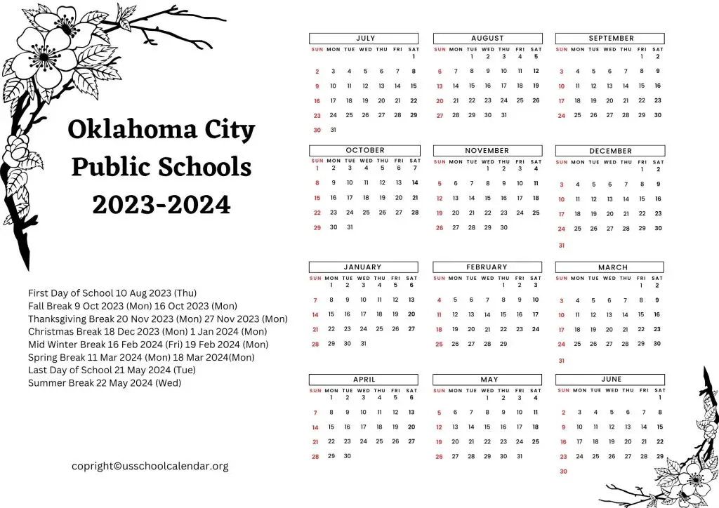 Oklahoma City Public Schools Calendar