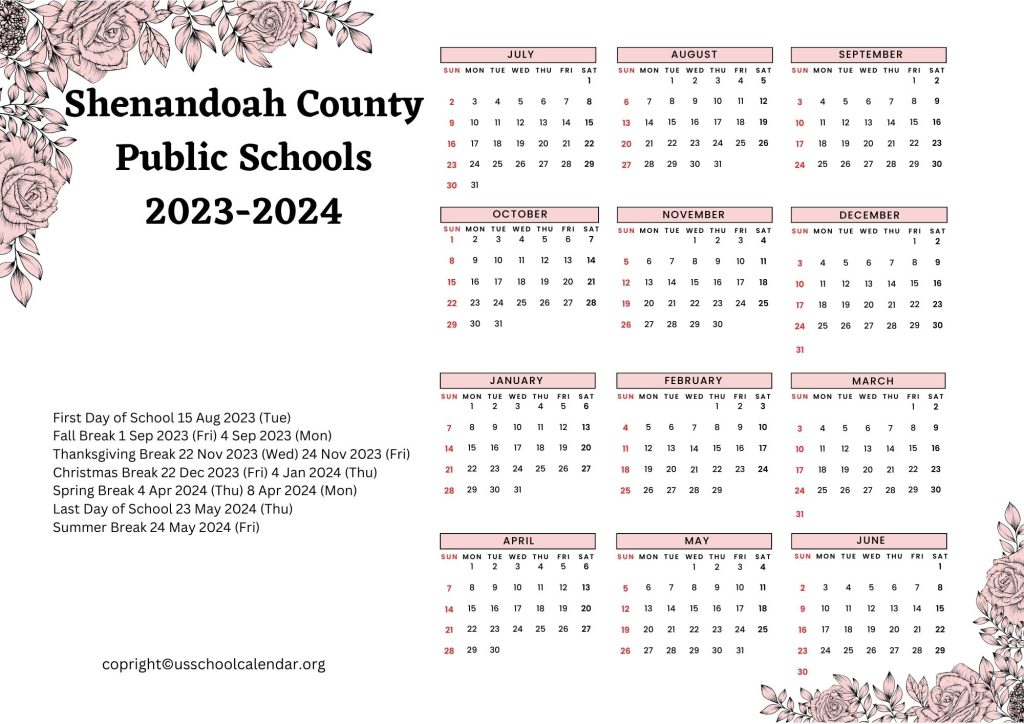 Shenandoah County Public Schools Calendar