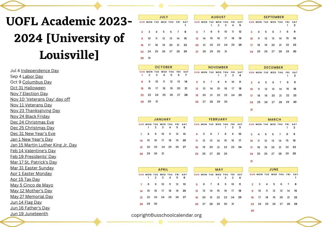 UOFL Academic Calendar