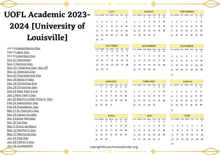 UOFL Academic Calendar 20232024 [University of Louisville]