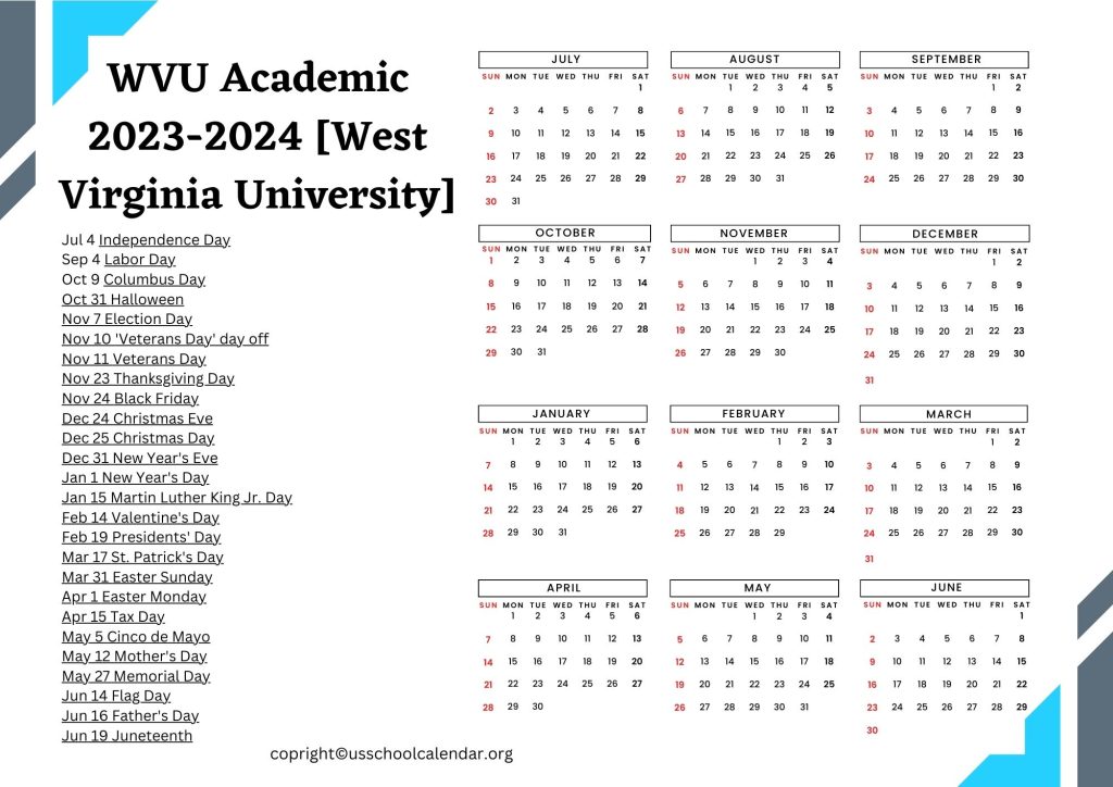 WVU Academic Calendar