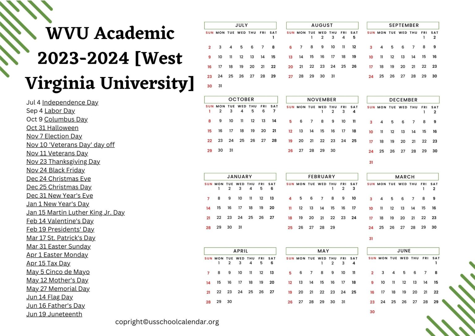 WVU Academic Calendar 2023-2024 [West Virginia University]