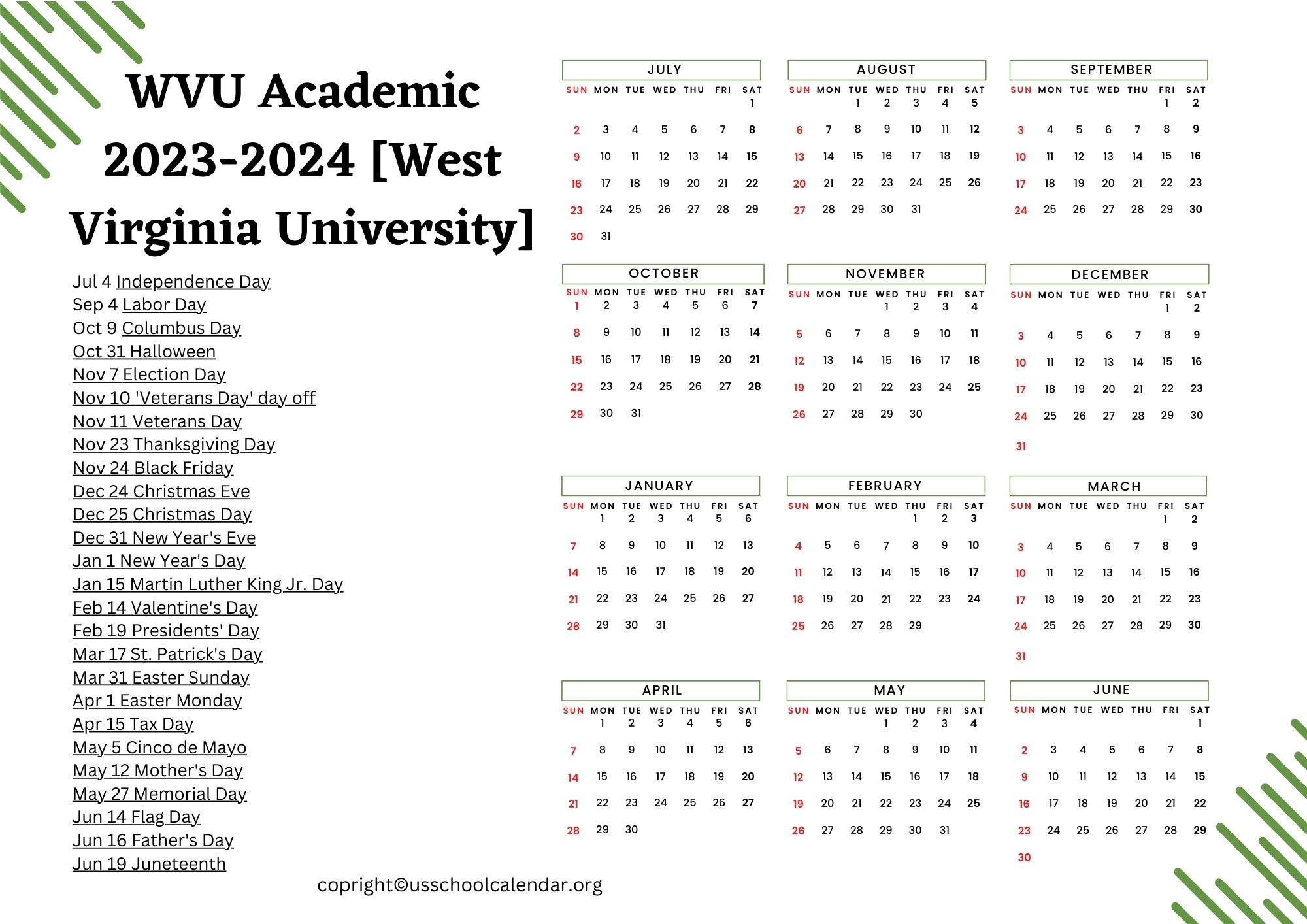 West Virginia University Academic Calendar 2025