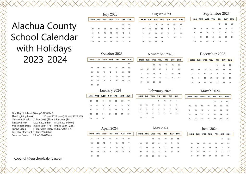 Alachua County School Calendar