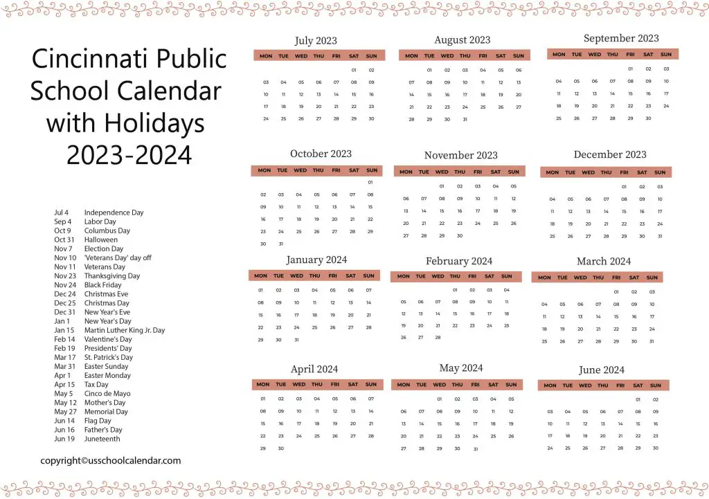 Cincinnati Public Schools Schedule