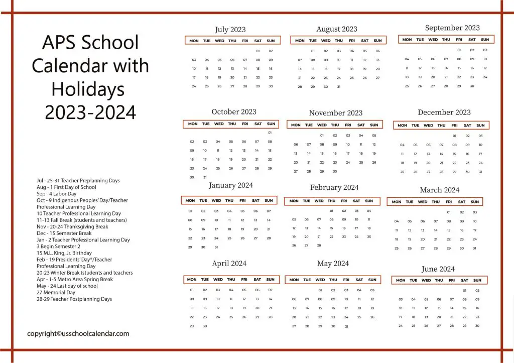 Albuquerque Public Schools Calendar [APS]