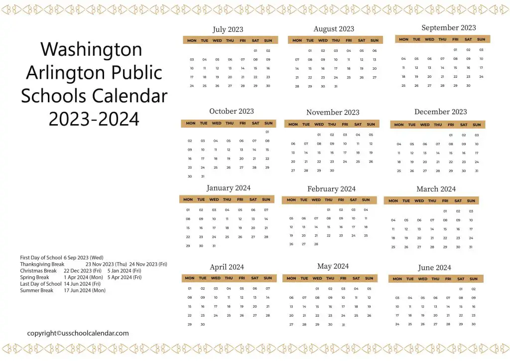 Arlington Public Schools Calendar