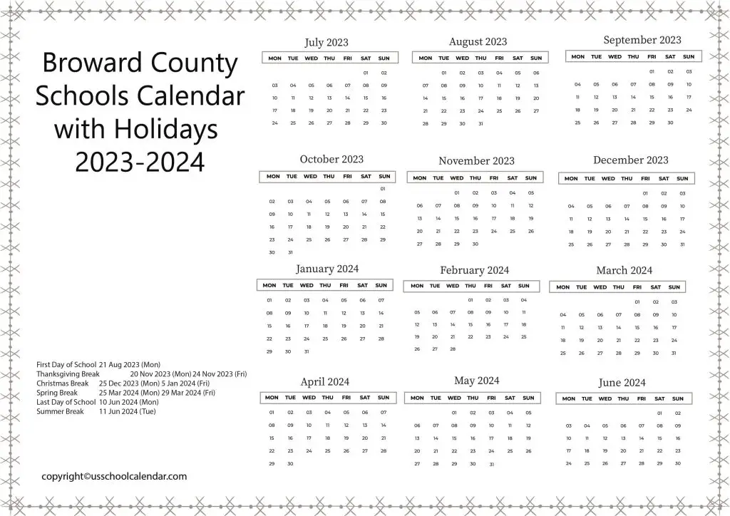 Broward County Schools Calendar