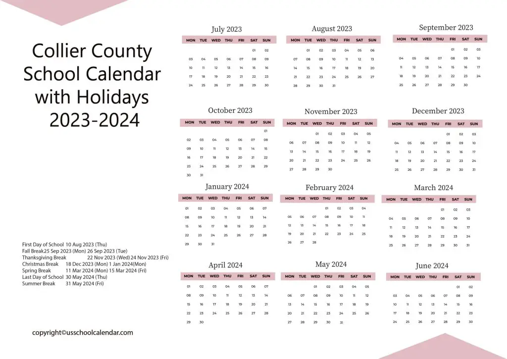 Collier County School Calendar