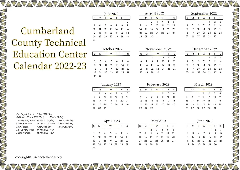 Cumberland County Technical Education Center Calendar 2022-23 3