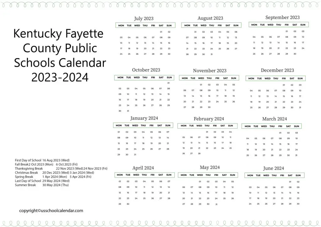 Fayette County Public Schools Calendar