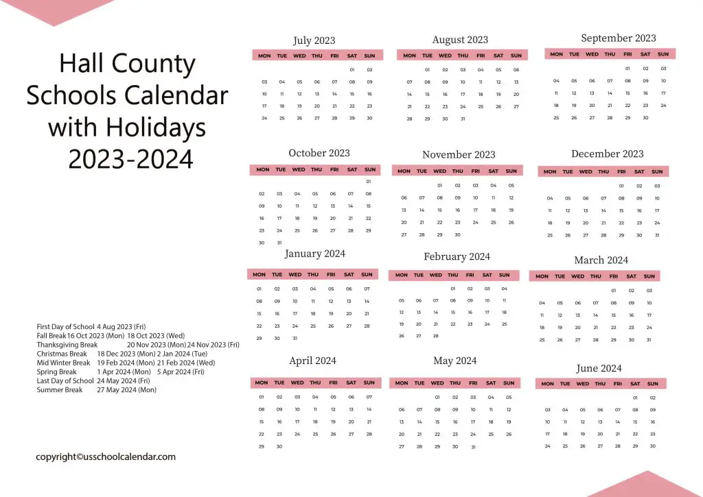 Hall County Schools Calendar