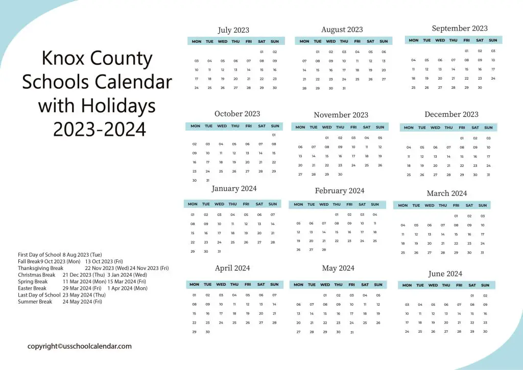 Knox County Schools Calendar