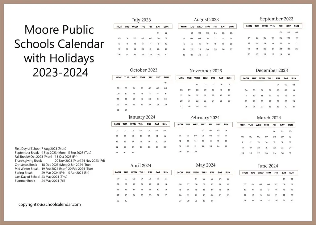 Maury County School Calendar