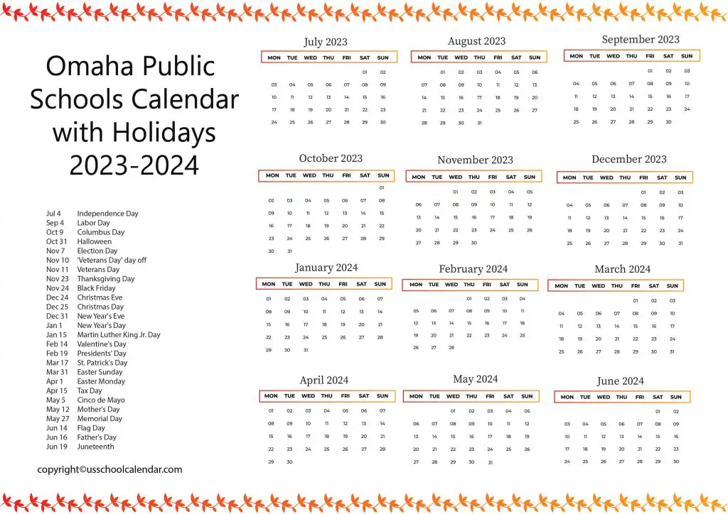 Omaha Public Schools Calendar