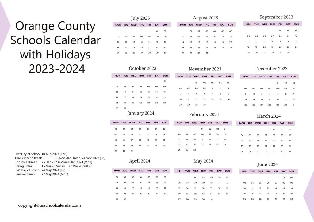 Orange County Public Schools Calendar