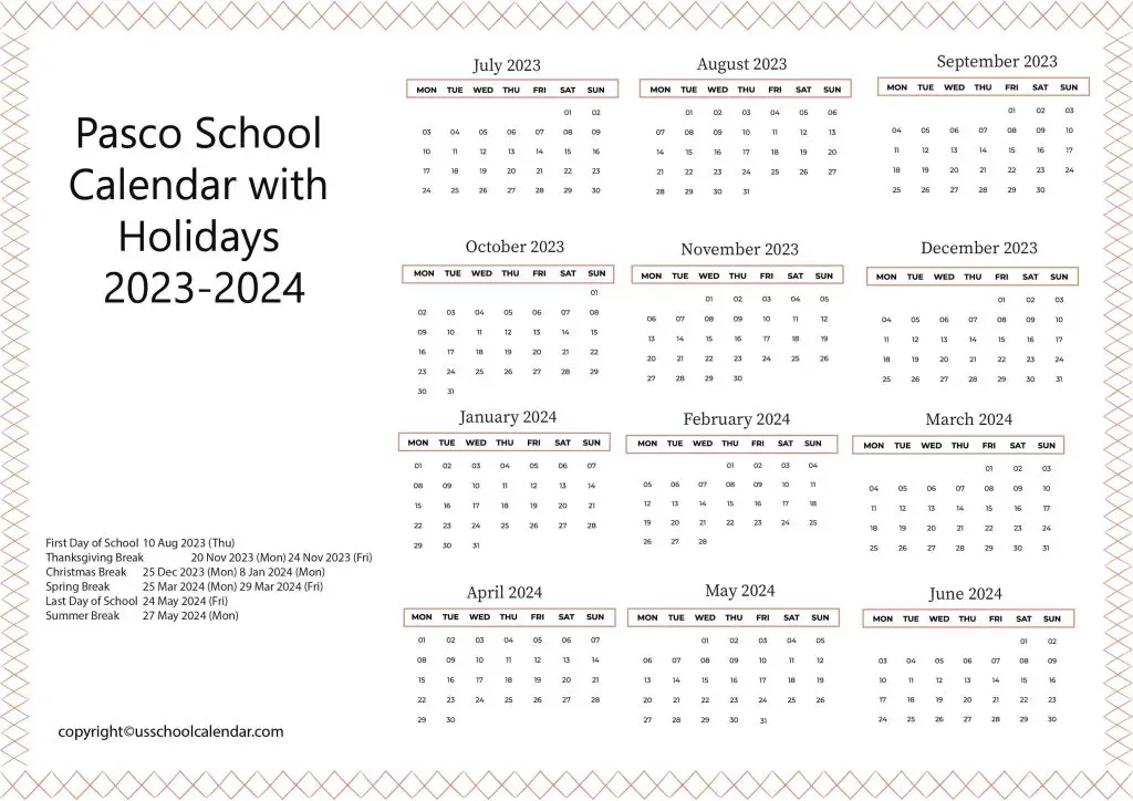 Pasco Schools Calendar