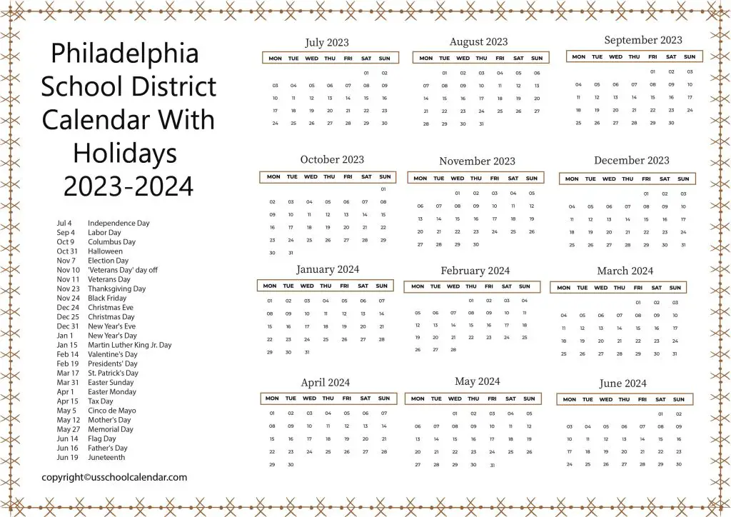 Philadelphia Public Schools Calendar