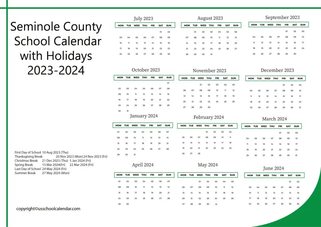 Seminole County Schools Calendar