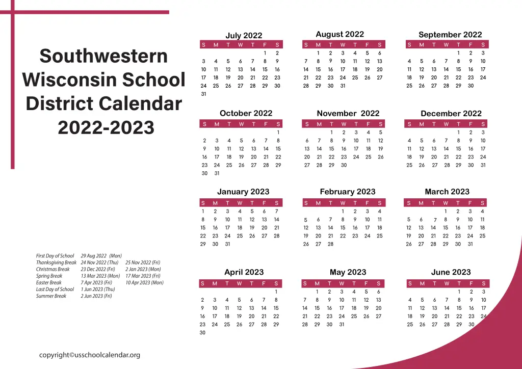 Southwestern Wisconsin School District Calendar 2022-2023 3