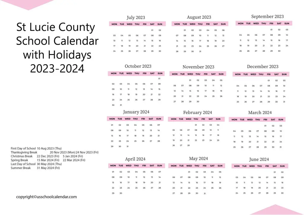 St Lucie Public Schools Calendar