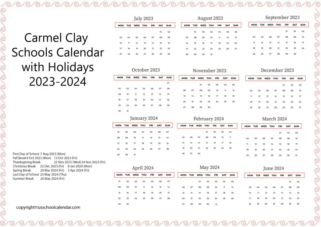 Carmel Clay Schools Calendar