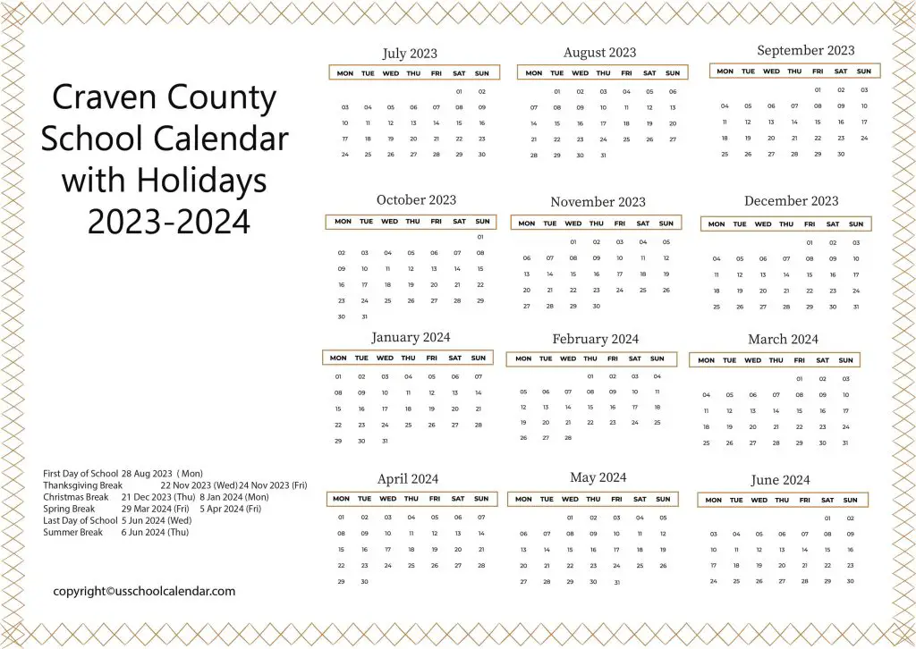 Craven County Schools Calendar