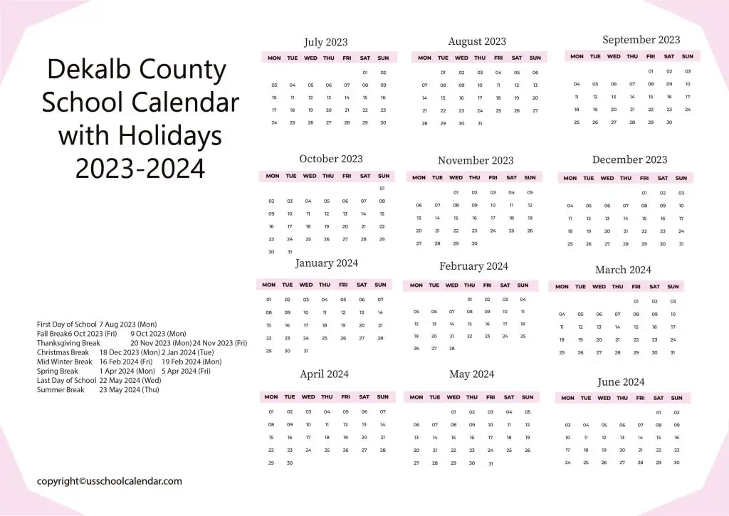 Dekalb County School Calendar