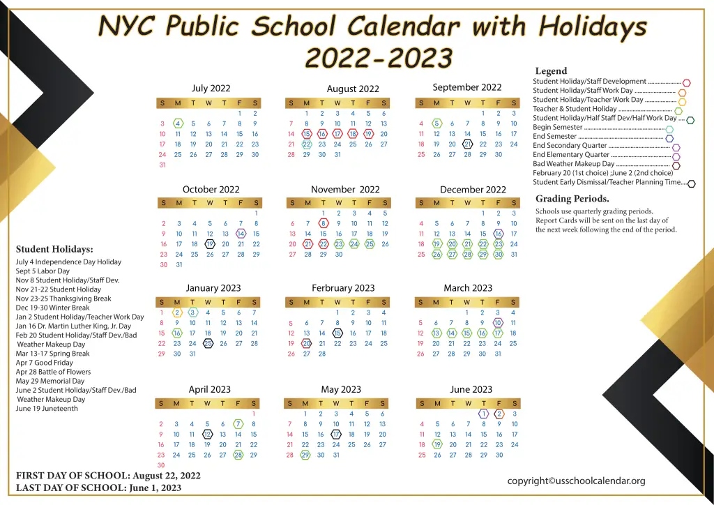 NISD School Calendar with Holidays 2022-2023 [Northside ISD]