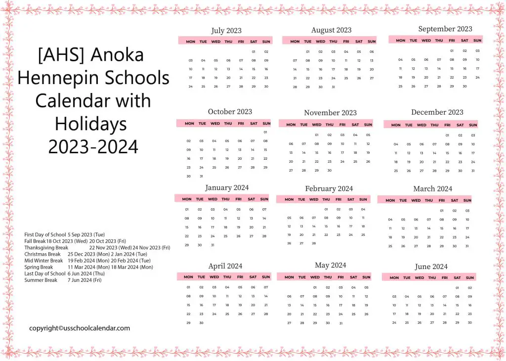 Anoka Hennepin School District Calendar