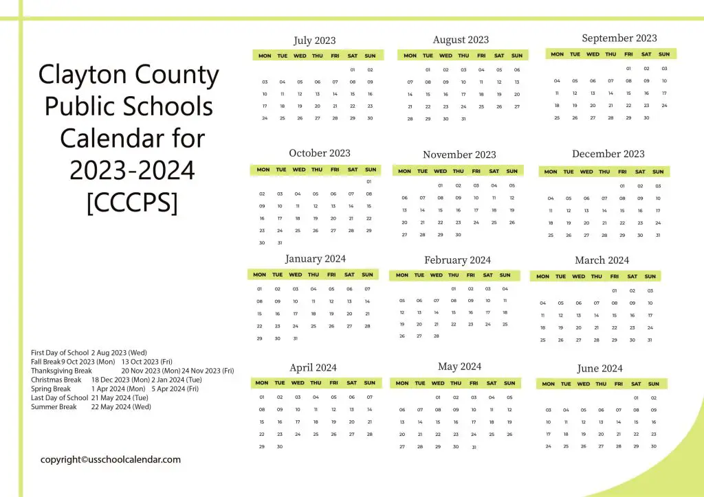 Clayton County Public School Calendar