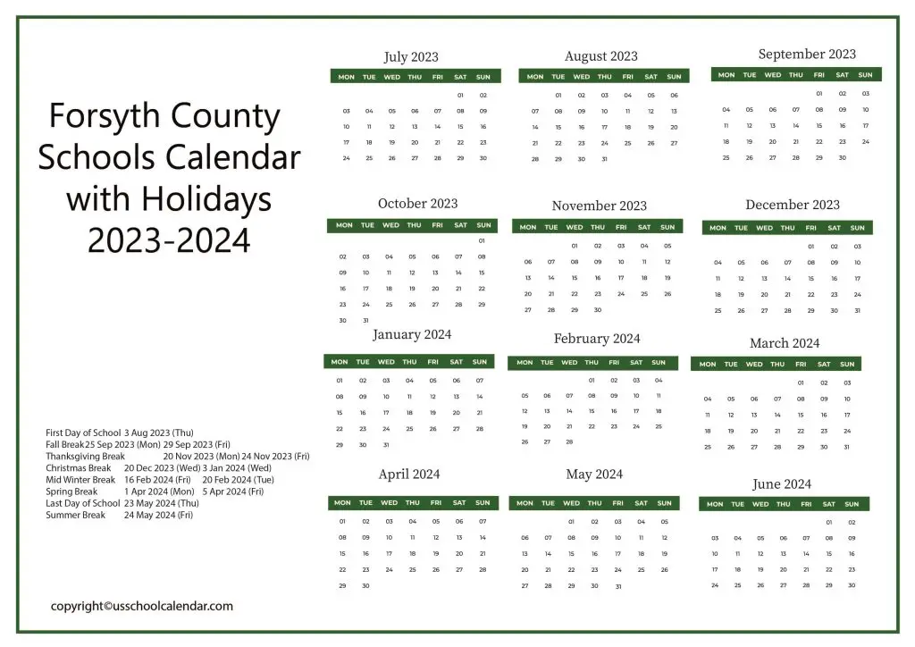 Forsyth County Schools Calendar