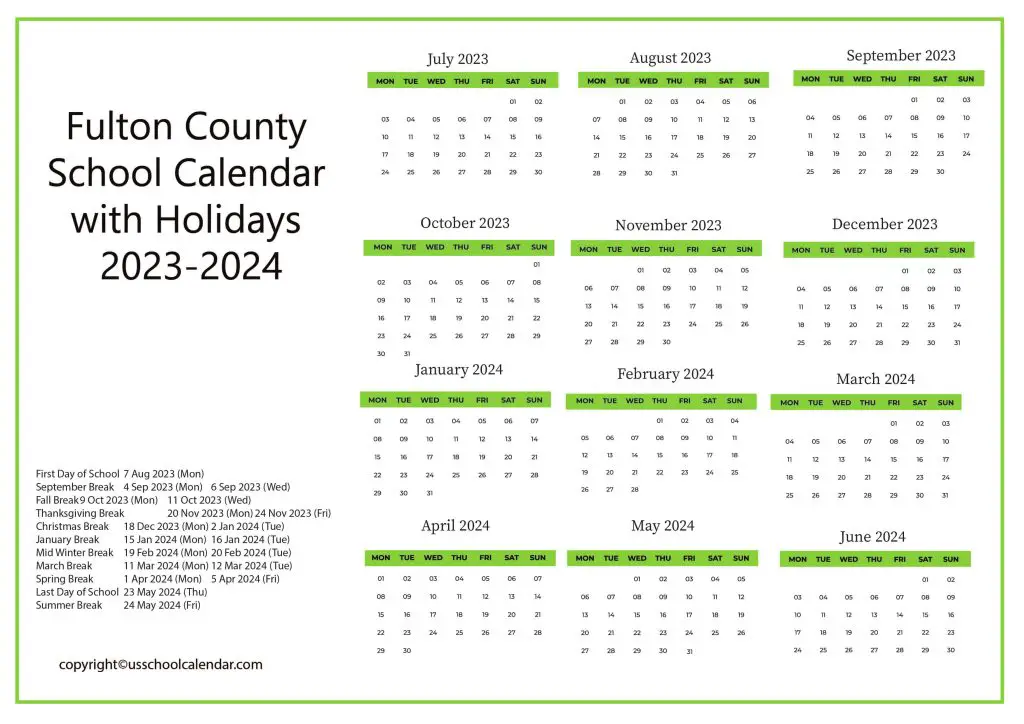 Fulton County Schools Calendar