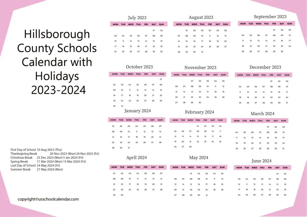 Hillsborough County Public Schools Calendar